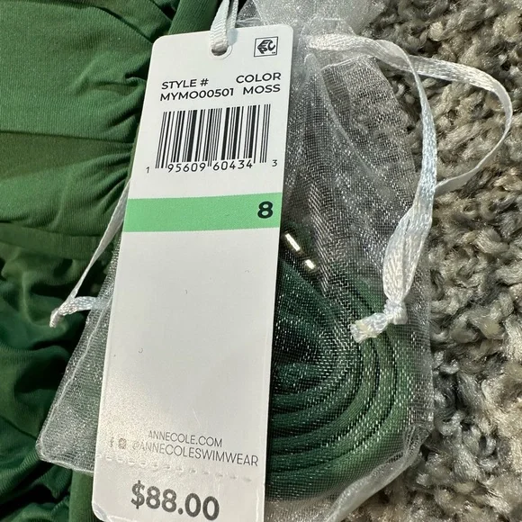 NWT Anne Cole Standard Twist Front Shirred One Piece Swimsuit Size 8 - Picture 6 of 7